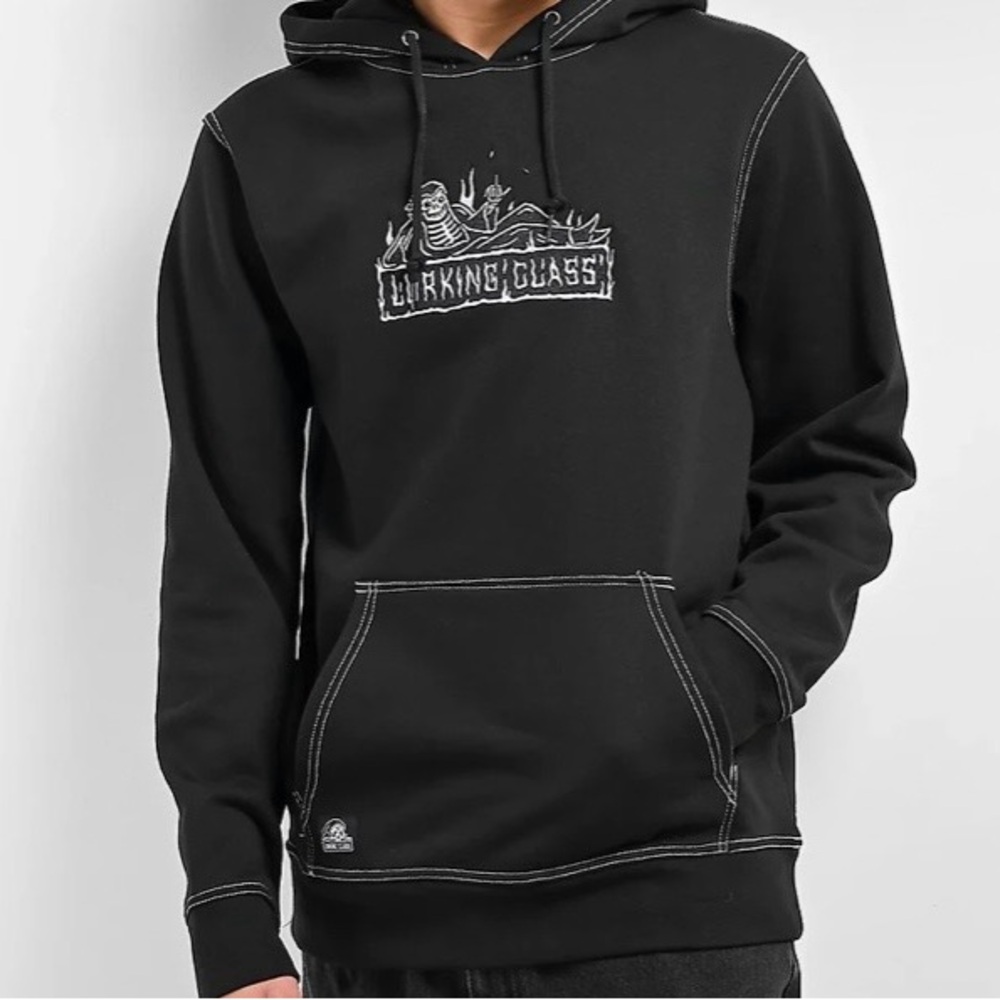 ☠️Lurking Class Embroidered Black Hoodie - Picture 2 of 13